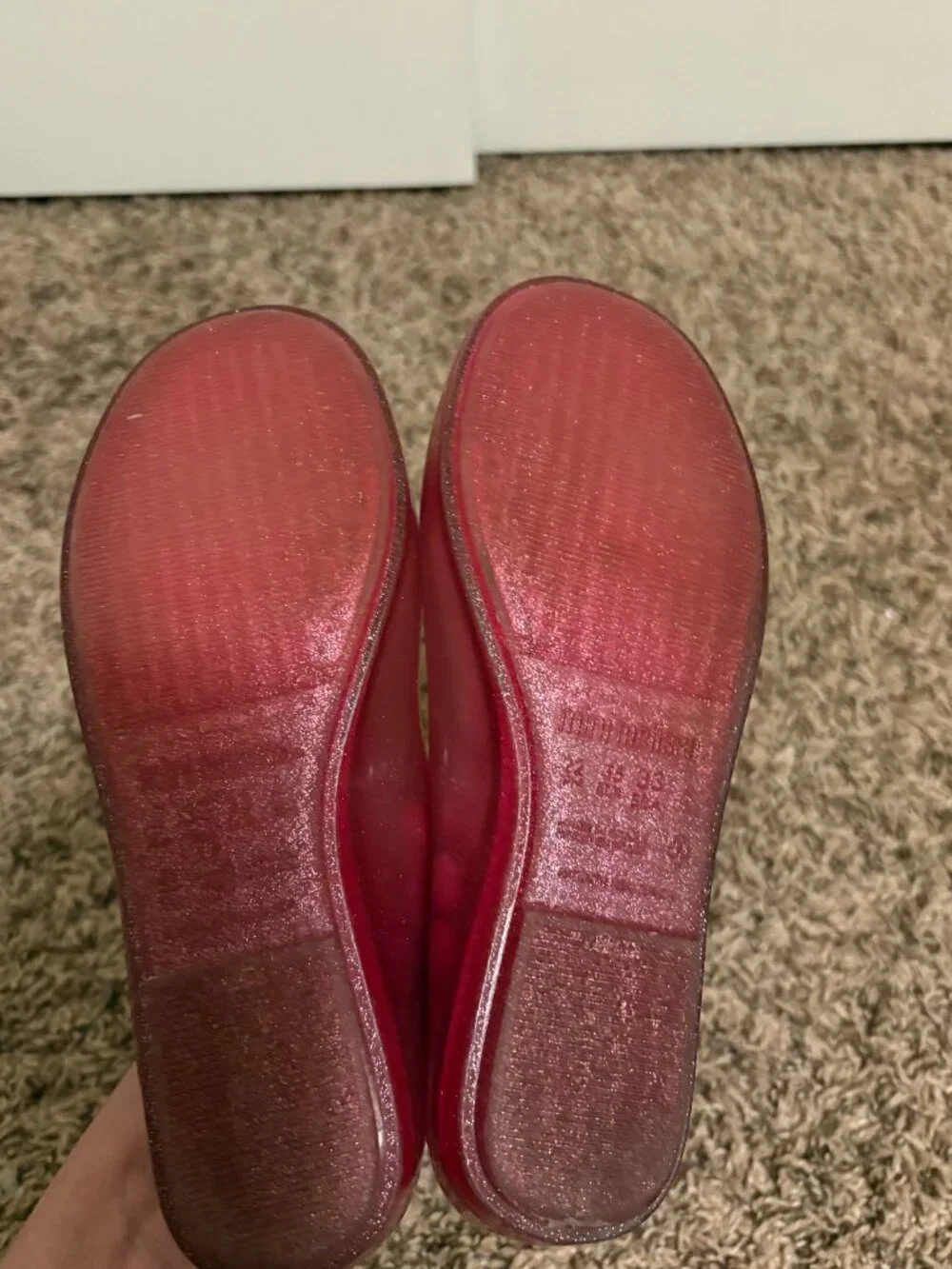 Mini Melissa Pink Jelly Mary Janes Girls Size 4 Sparkly Party Ankle Strap Buckle